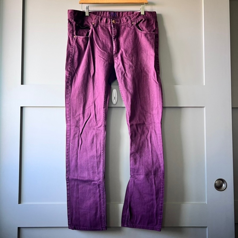 H&M Divided Slim Jeans Womens 36 Burgundy Mid Waist Straight Leg Pants Grunge